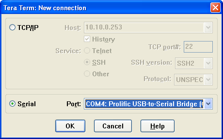 Tera Term - New Connection