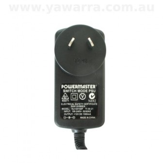 Power supply 12V 1.5A regulated label