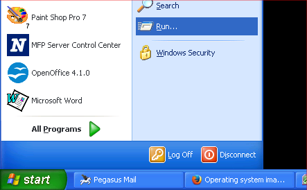 Create a bootable USB drive - Windows XP Start Run